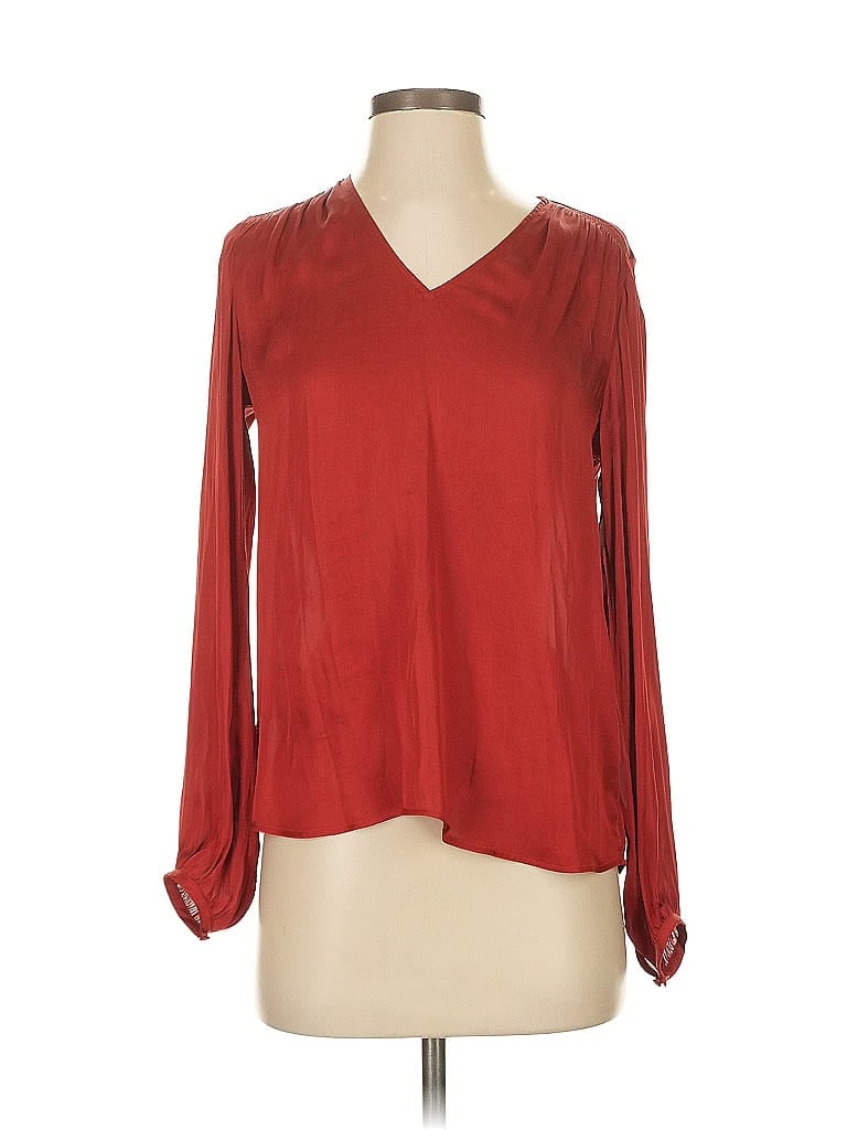 Pre-owned Banana Republic Long Sleeve Blouse In Red