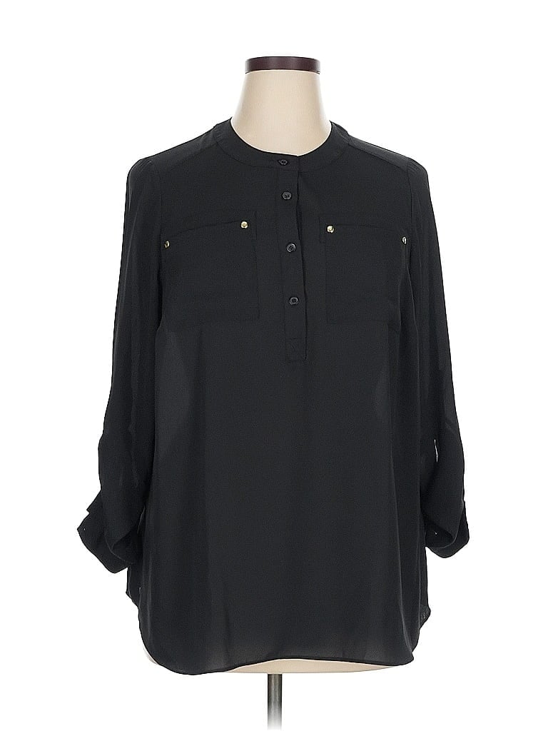 Pre-owned Lane Bryant Long Sleeve Blouse In Black