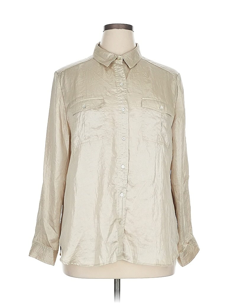 Pre-owned Chico's Long Sleeve Blouse In White