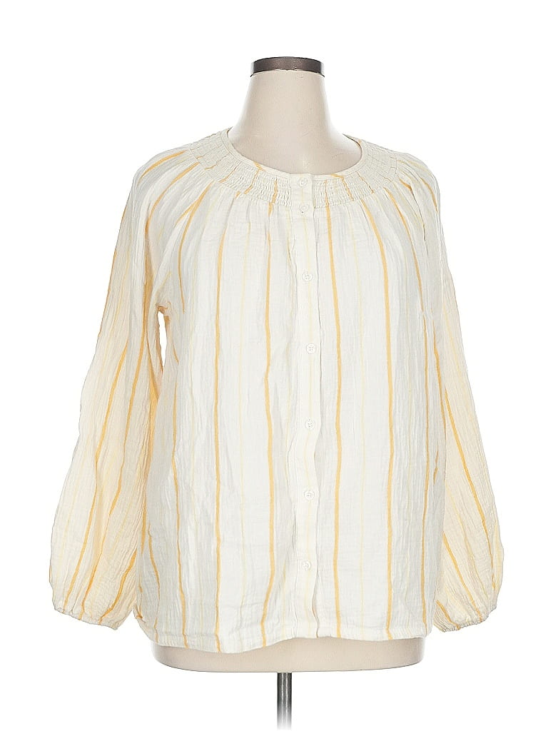 Pre-owned Ava & Viv 3/4 Sleeve Blouse In Yellow