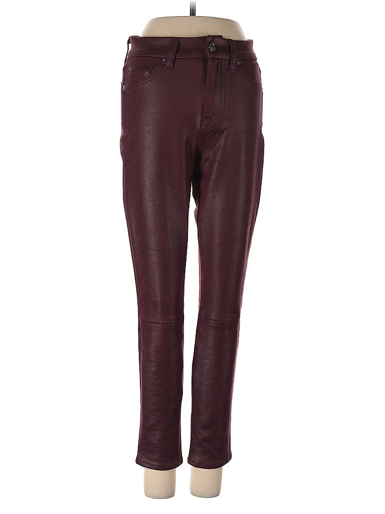 Pre-owned 7 For All Mankind Casual Pants In Burgundy