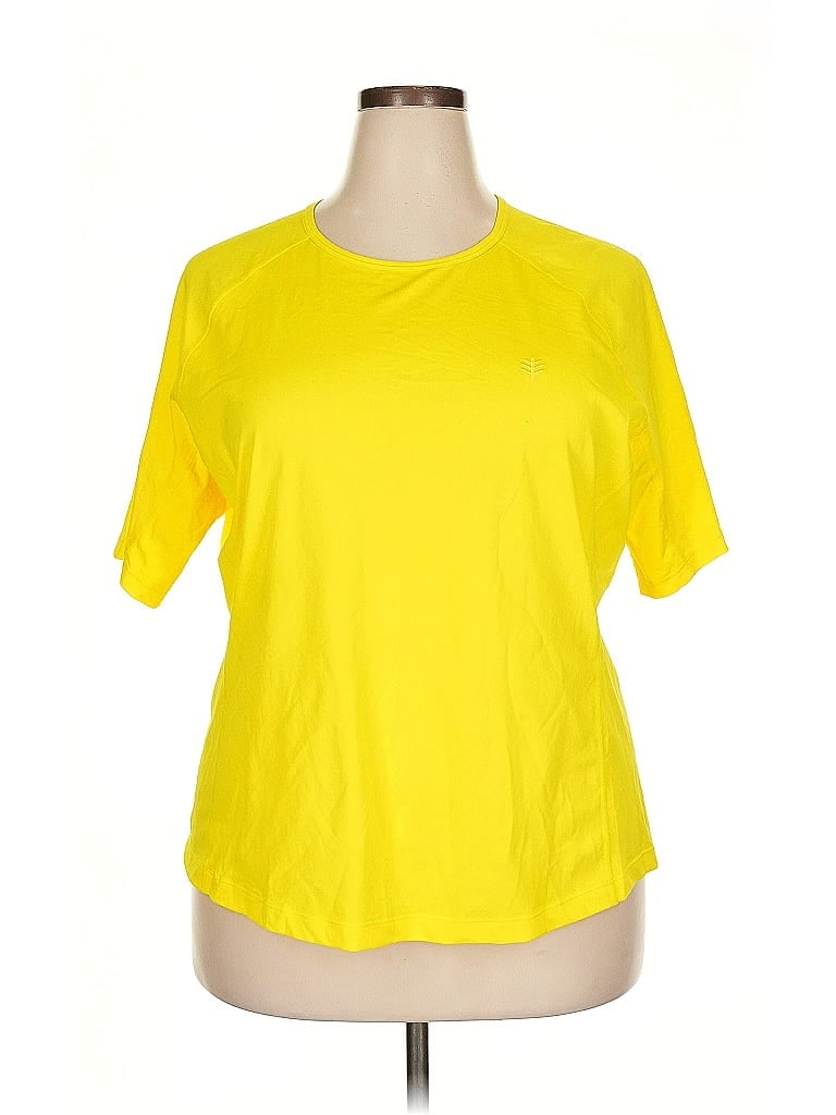 Coolibar 100% Polyester Yellow Active T-Shirt Size XXL - photo 1