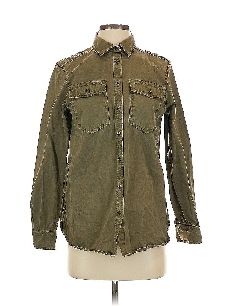 Pre-owned Banana Republic Long Sleeve Button Down Shirt In Green