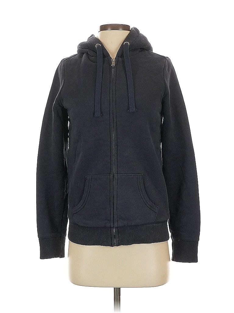 United Colors Of Benetton Black Blue Zip Up Hoodie Size XS - photo 1