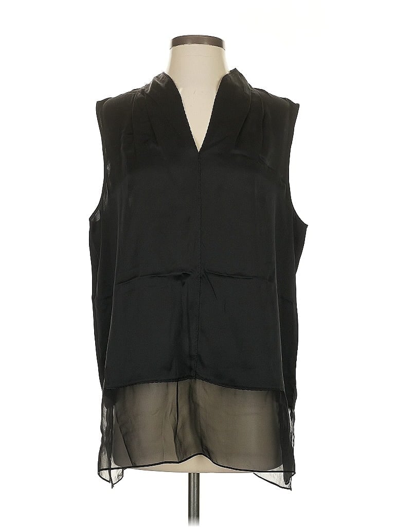 Click to view more detailed imagery on our partner's website Pre-owned Elie Tahari Sleeveless Silk Top Black Halter Neckline Tops