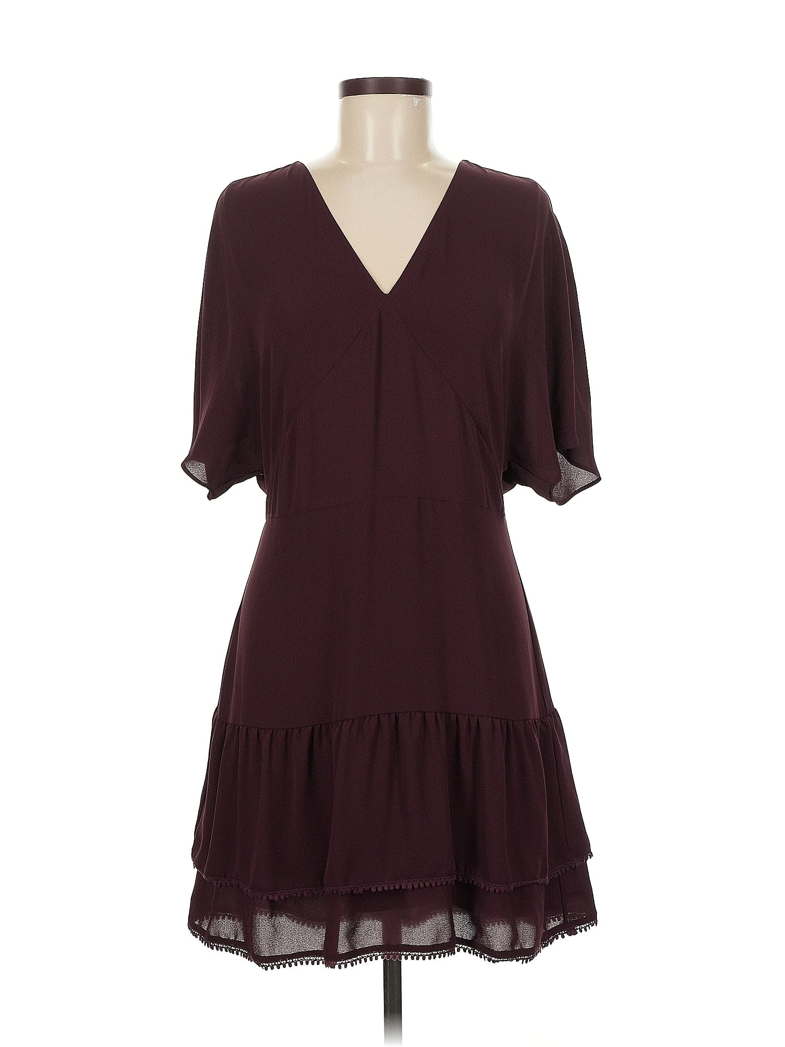 ALLSAINTS 100% Polyester Solid Burgundy Casual Dress Size 6
