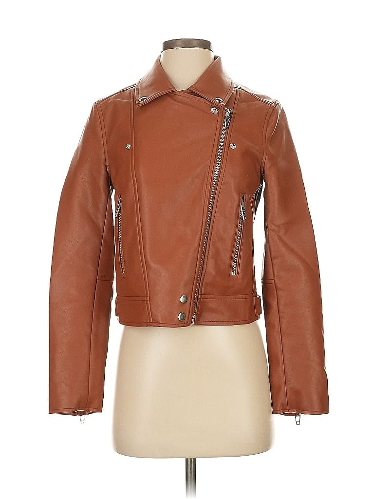 Pre-owned Blanknyc Blank Nyc Faux Leather Jacket In Brown