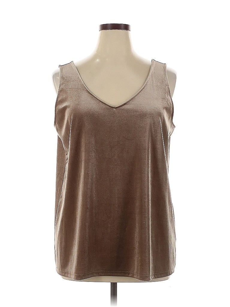 Lord & Taylor Brown Tan Sleeveless Blouse Size 1X - photo 1