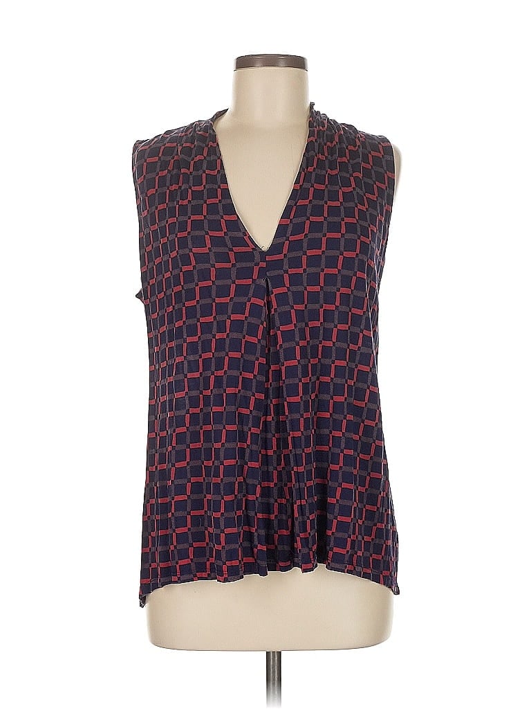 Pre-owned Halogen Tank Top Blue Tie Neck Tops