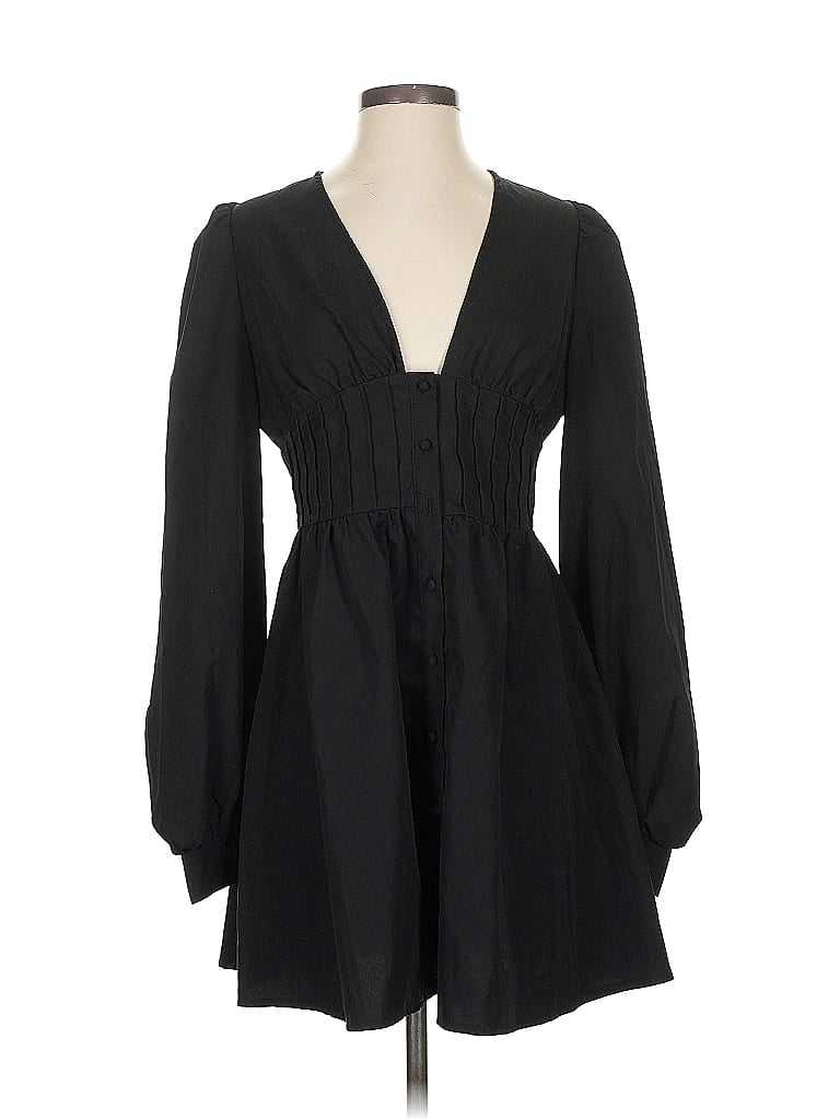 PrettyLittleThing 100% Polyester Black Casual Dress Size 4 - photo 1