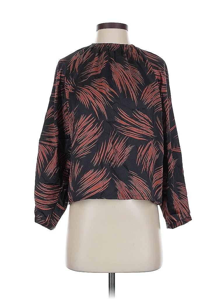 Pre-owned Assorted Brands Long Sleeve Blouse In Brown