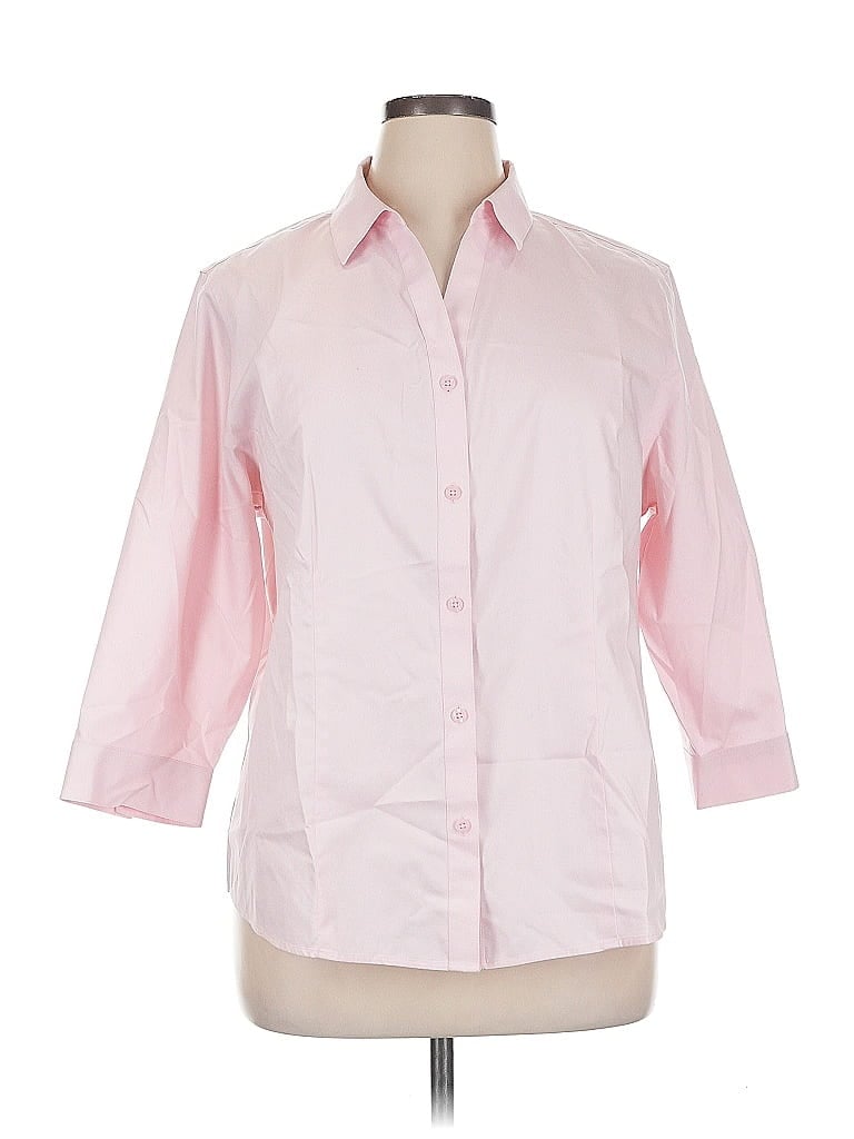 Pre-owned Chico's 3/4 Sleeve Button Down Shirt In Pink