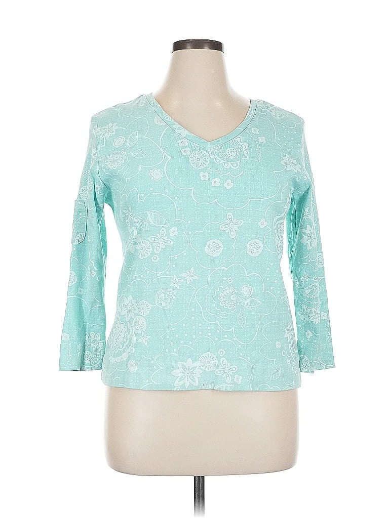 Fresh Produce 100% Cotton Teal Blue 3/4 Sleeve T-Shirt Size XL - photo 1