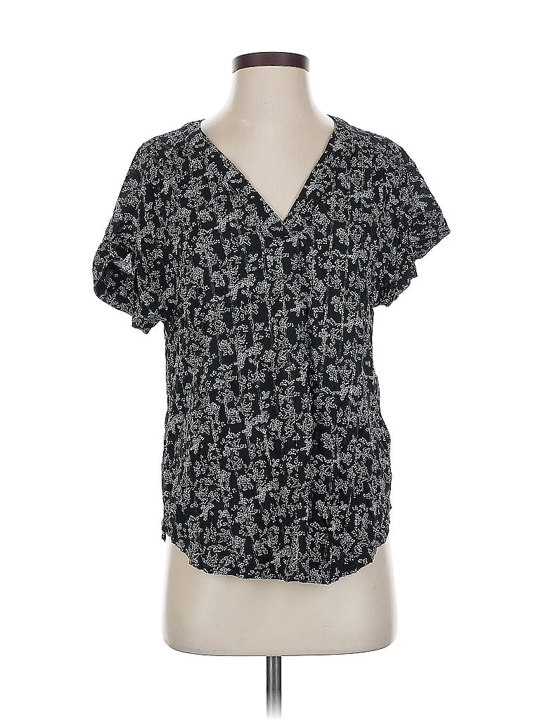 Pre-owned Gap Short Sleeve Blouse In Black
