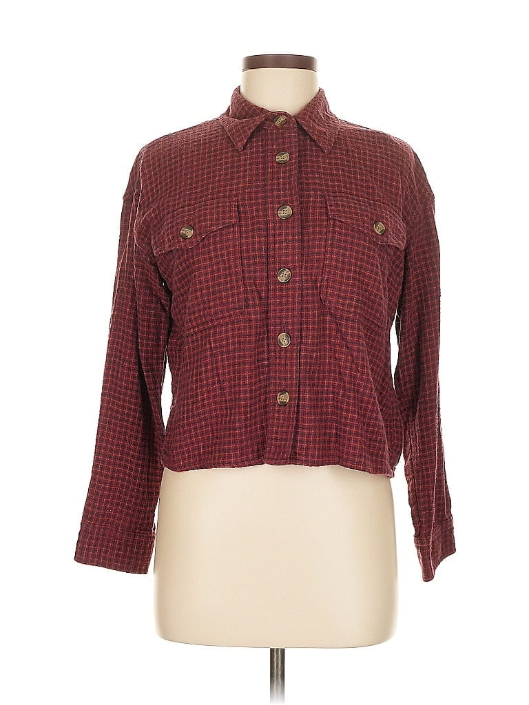 Pre-owned American Eagle Outfitters Long Sleeve Button Down Shirt In Burgundy