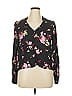 A.L.C. 100% Silk Floral Black Long Sleeve Silk Top Size 14 - photo 1