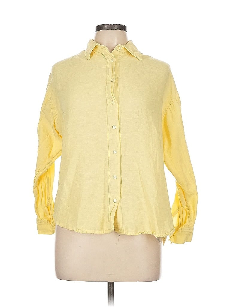 Pre-owned Stradivarius 3/4 Sleeve Blouse In Yellow