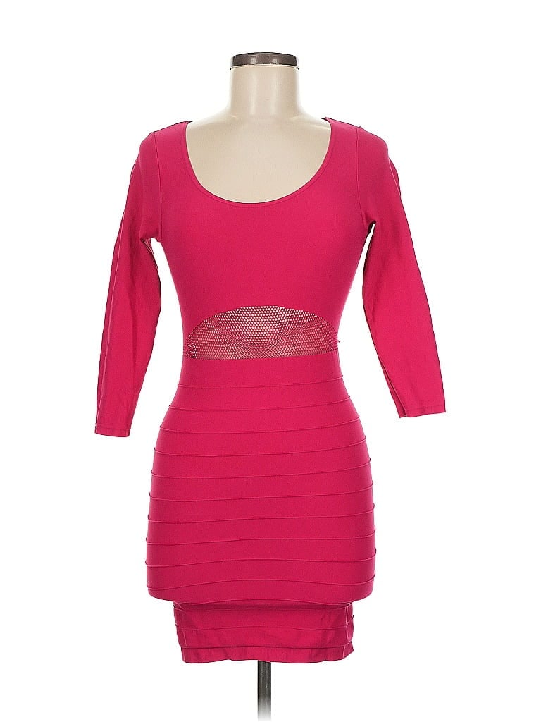 Pre-owned Bebe 3/4 Sleeve Top Pink Sweetheart Neckline Tops