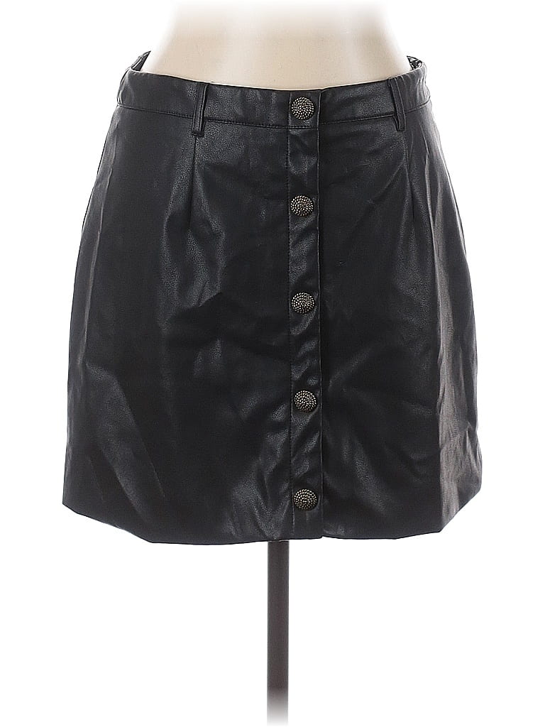 Click to view more detailed imagery on our partner's website Pre-owned Aqua Faux Leather Skirt In Black