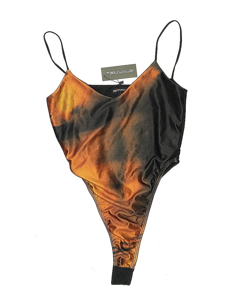 Prettylittlething Swimsuit Top Brown Tie-dye Pattern Swimwear