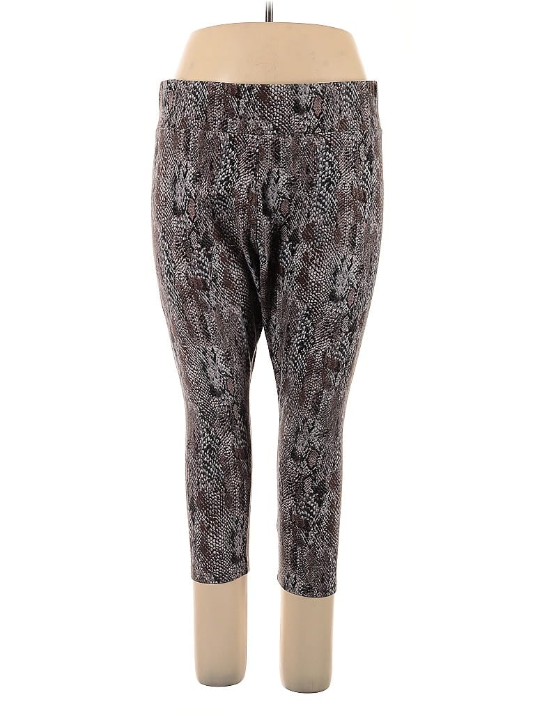 LOGO by Lori Goldstein Animal Print Brown Tan Leggings Size 1X - photo 1