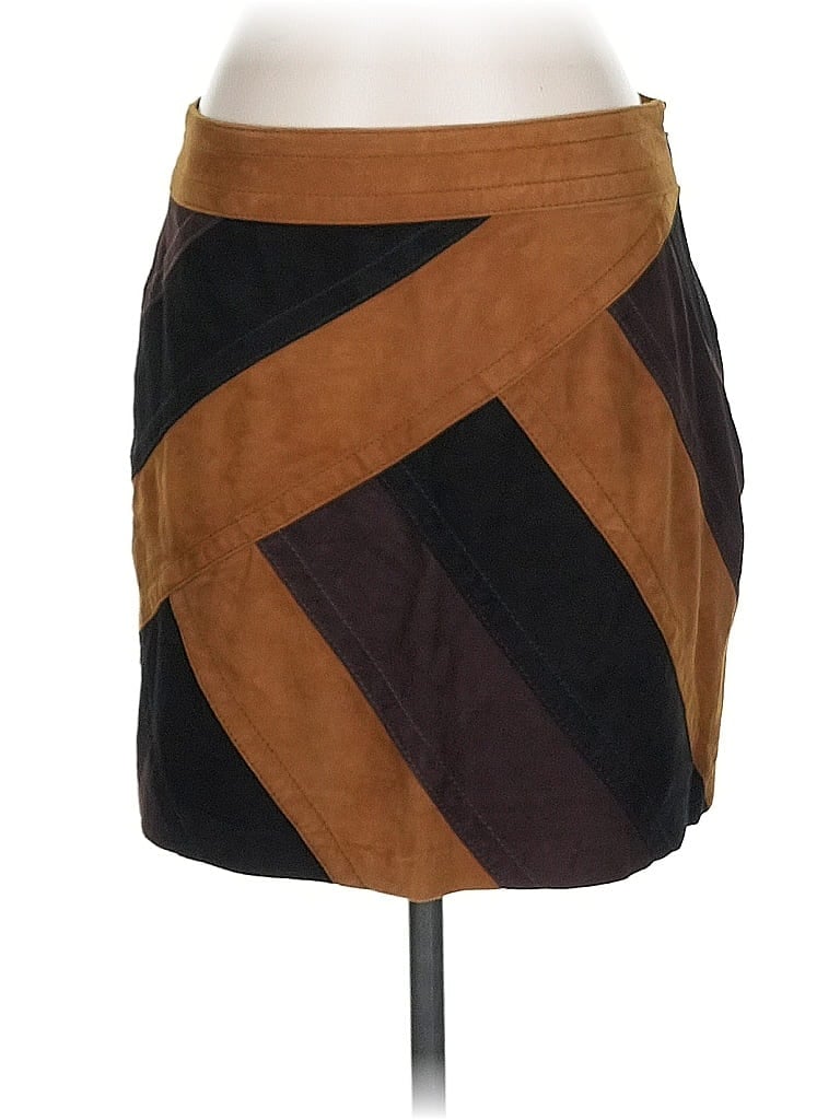 Pre-owned Derek Lam 10 Crosby Leather Skirt In Brown