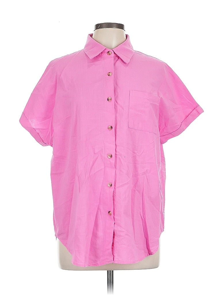 Pre-owned Assorted Brands Short Sleeve Button Down Shirt In Pink