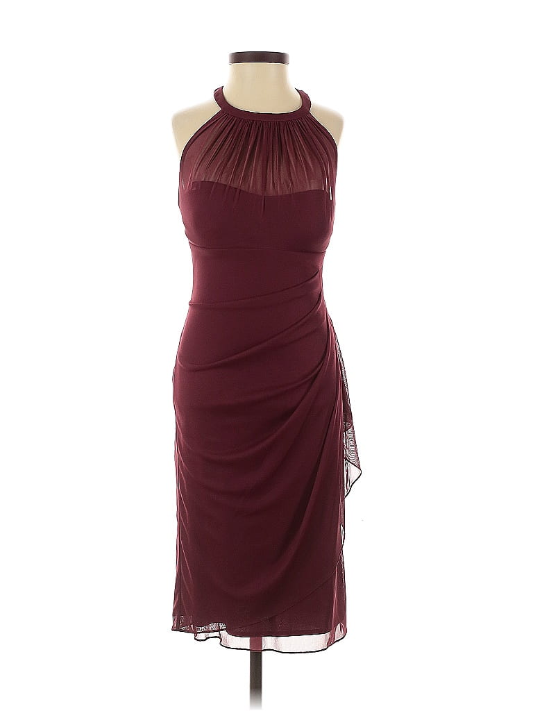David's Bridal 100% Polyester Burgundy Cocktail Dress Size 0 - photo 1