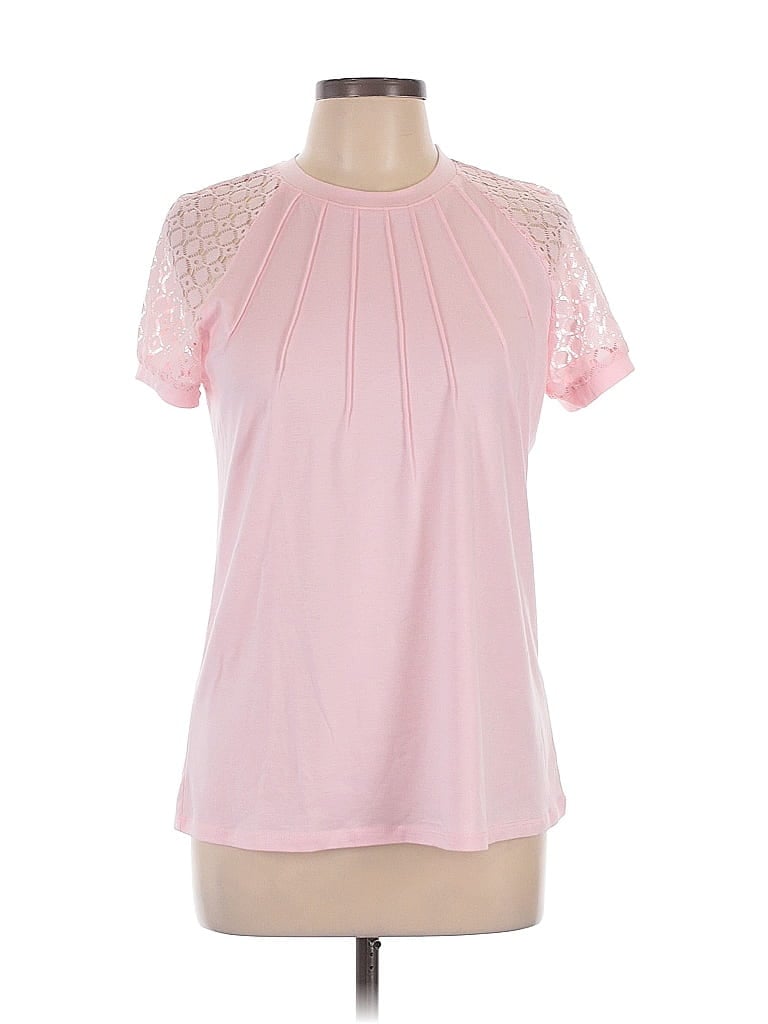 Pre-owned Automet Short Sleeve Top Pink Mock Neckline Tops