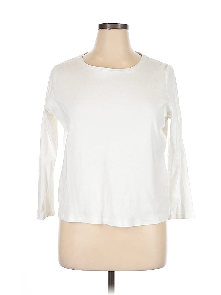 Pre-owned Talbots Outlet 3/4 Sleeve T-shirt In White
