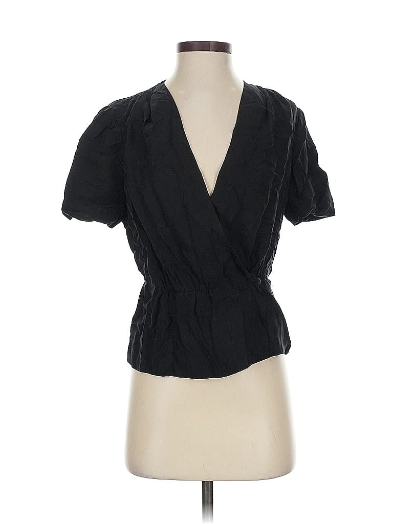 Pre-owned Paige Short Sleeve Blouse In Black
