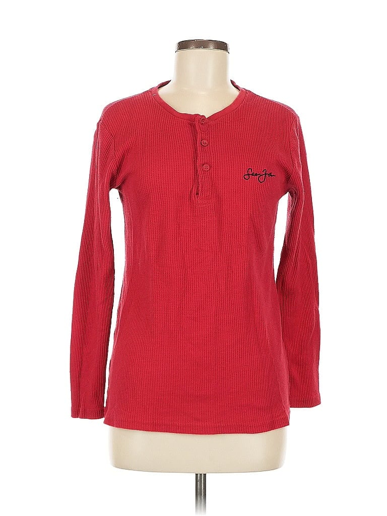 Pre-owned Sean John Long Sleeve Henley Shirt In Red