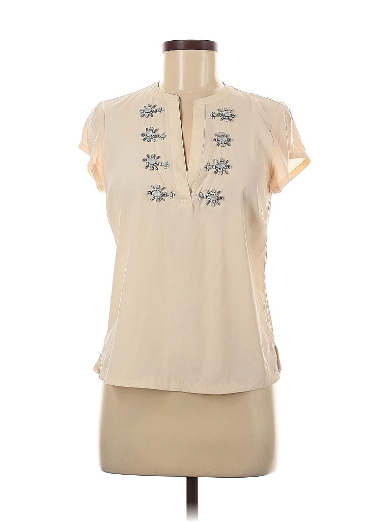 Pre-owned Ann Taylor Short Sleeve Blouse In White