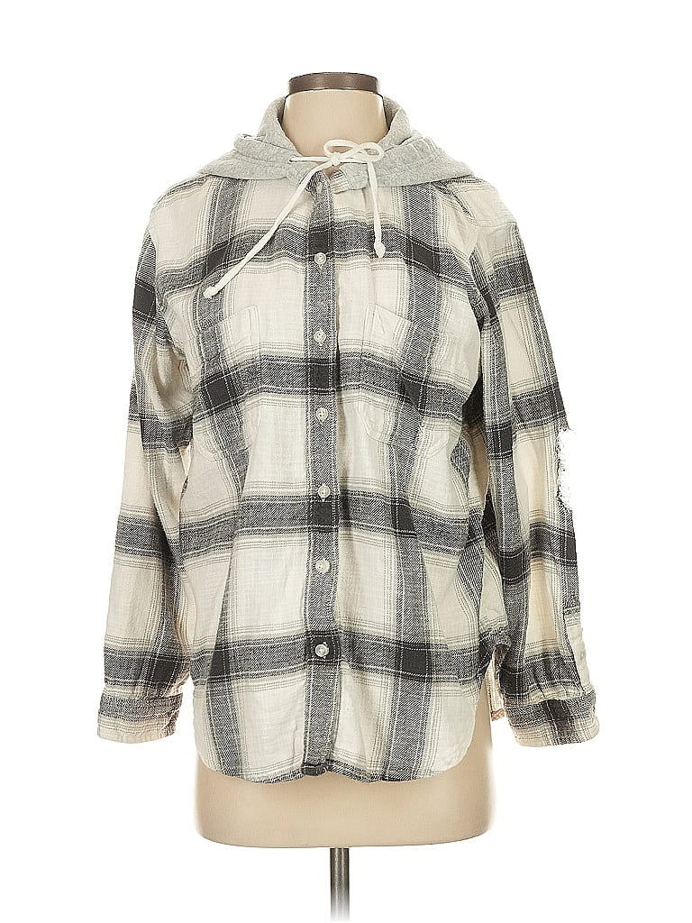 Pre-owned American Eagle Outfitters Long Sleeve Button Down Shirt In Gray