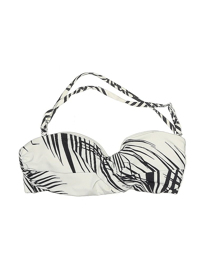 Pre-owned Athleta Swimsuit Top Ivory Print Pattern Swimwear In White