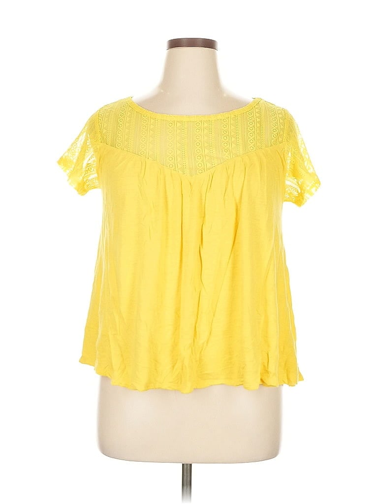 Ashley Stewart Yellow Short Sleeve Blouse Size 14 - 16 Plus - photo 1