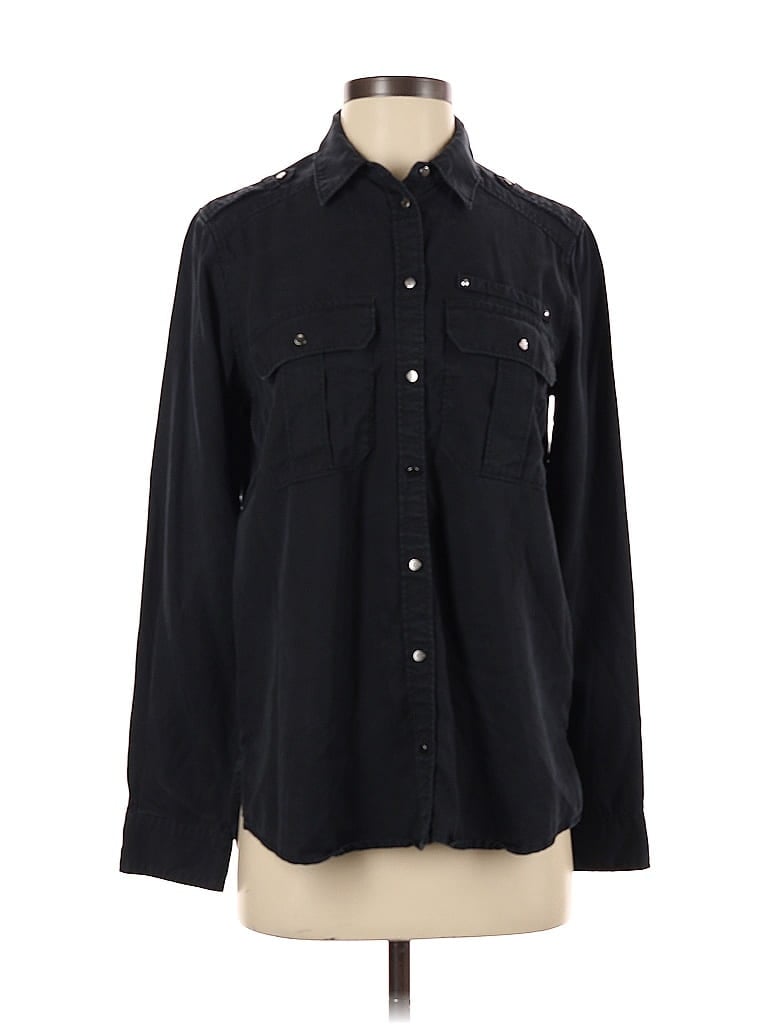 Pre-owned Express Long Sleeve Button Down Shirt In Black
