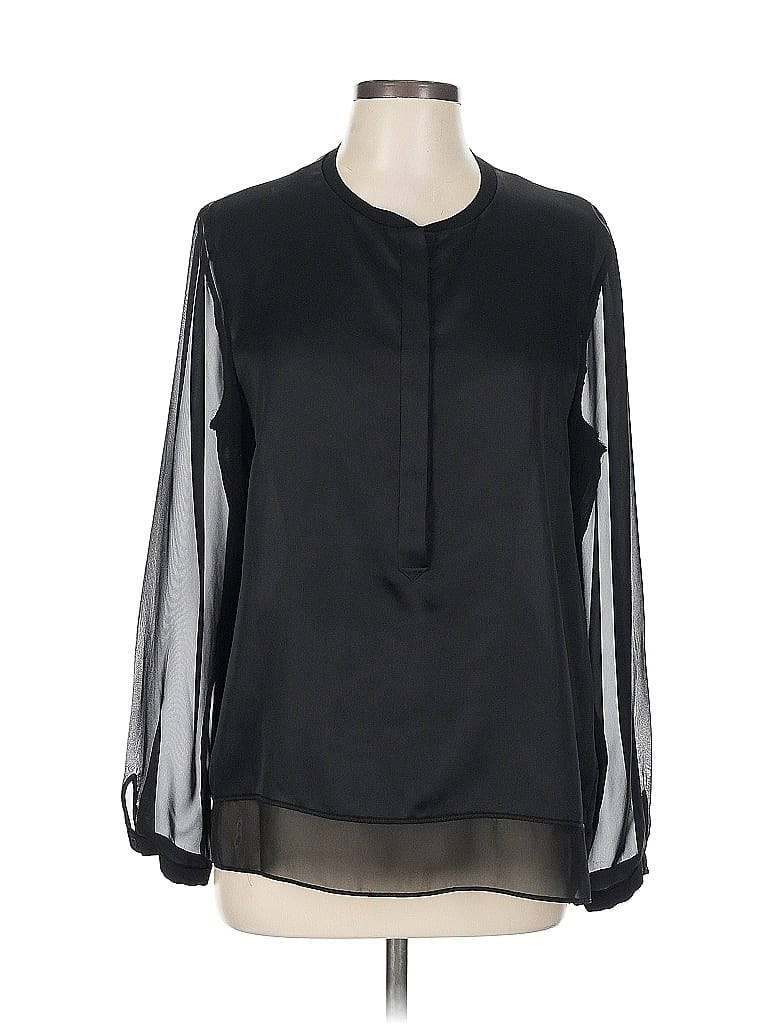 Pre-owned T Tahari Long Sleeve Blouse In Black