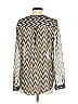 Lucky Brand 100% Polyester Chevron-herringbone Silver Long Sleeve Blouse Size S - photo 4