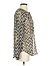 Lucky Brand 100% Polyester Chevron-herringbone Silver Long Sleeve Blouse Size S - photo 5