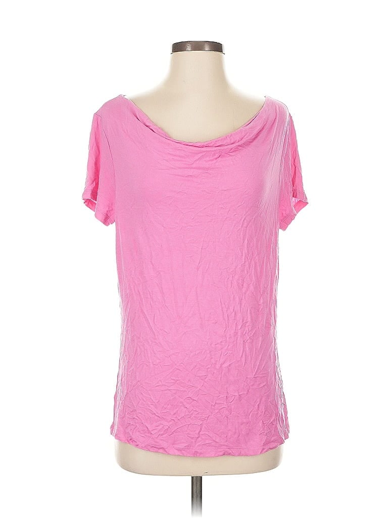 Pre-owned Isaac Mizrahi Live Short Sleeve Top Pink Scoop Neck Tops