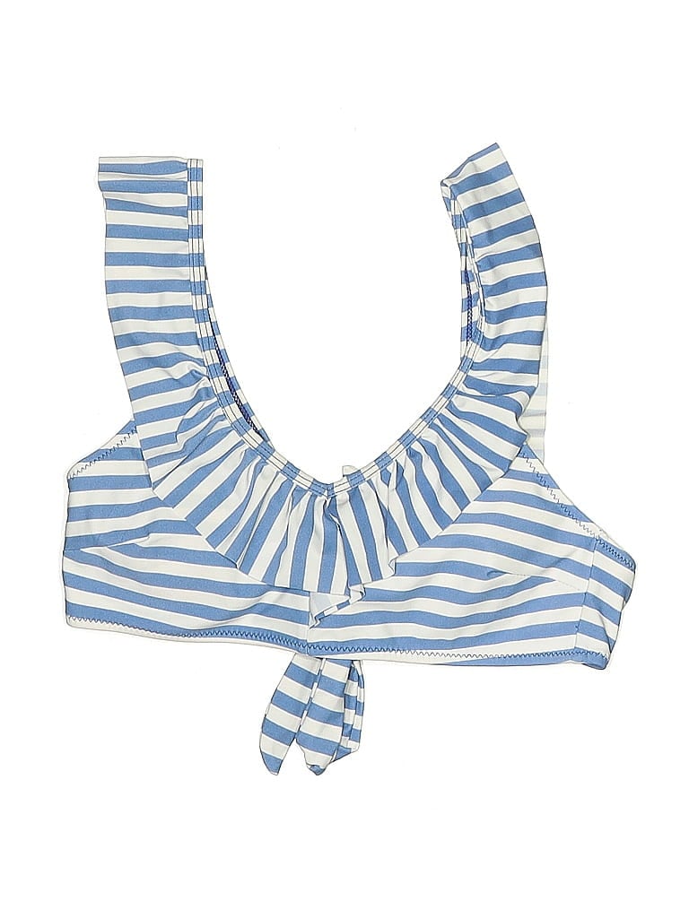 Pre-owned Unbranded Swimsuit Top Blue Stripes Pattern Swimwear
