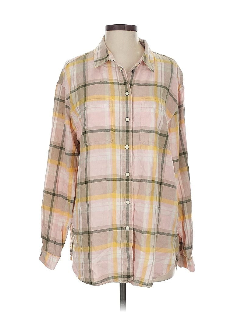 Pre-owned American Eagle Outfitters Long Sleeve Button Down Shirt In Brown