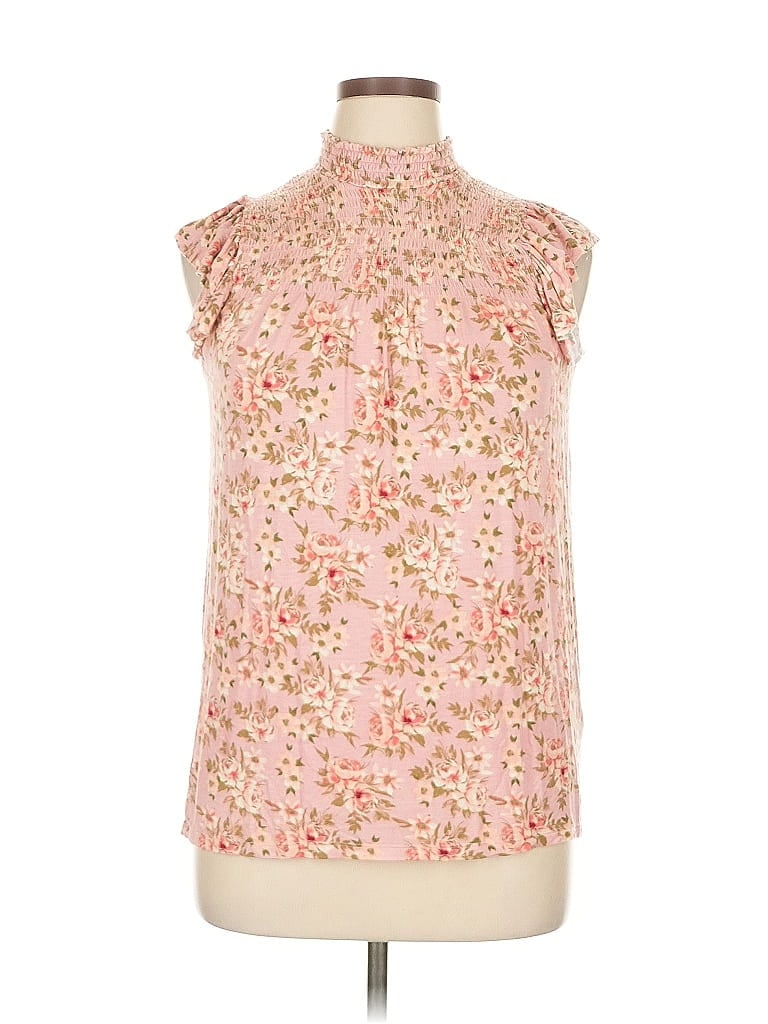Pre-owned Full Circle Trends Sleeveless Blouse In Pink