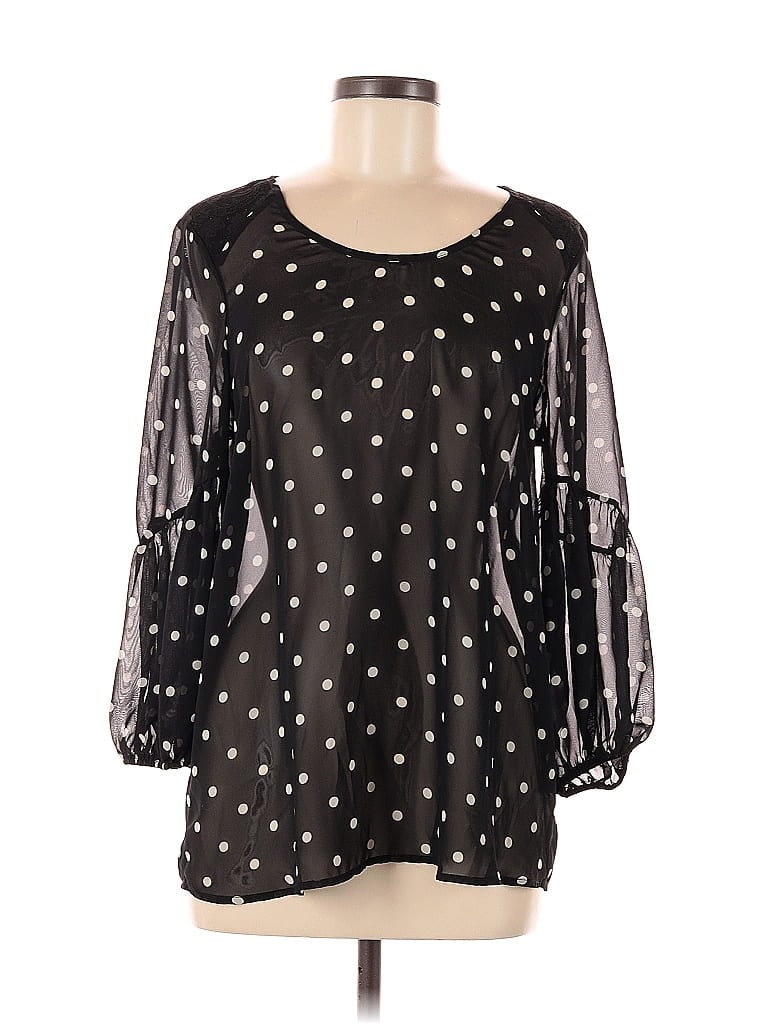Pre-owned Pleione 3/4 Sleeve Blouse In Black