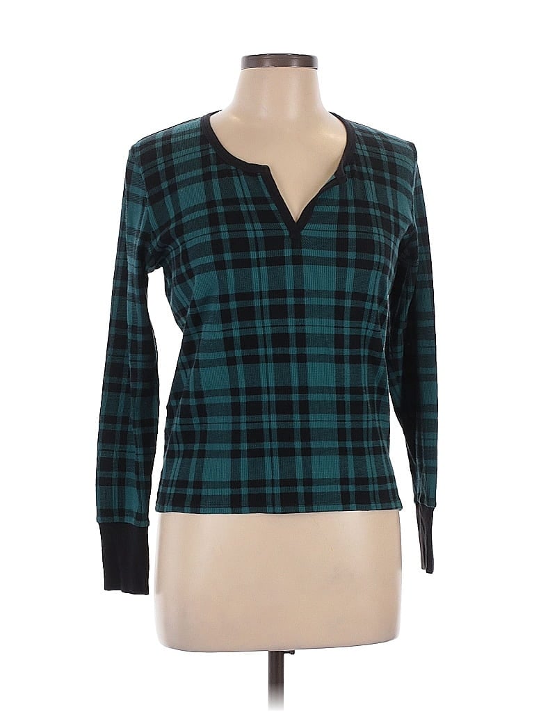 Victoria's Secret Plaid Teal Long Sleeve T-Shirt Size M - photo 1