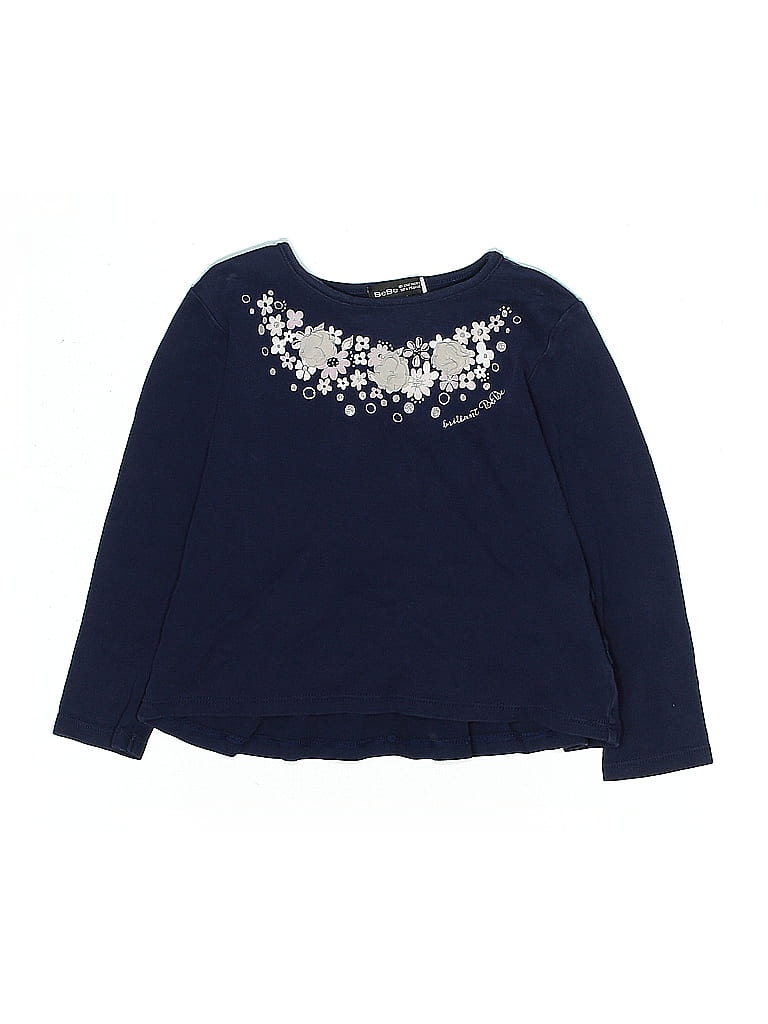 Click to view more detailed imagery on our partner's website Pre-owned Bebe Kids' Long Sleeve Top Blue Ruffles Neckline Tops