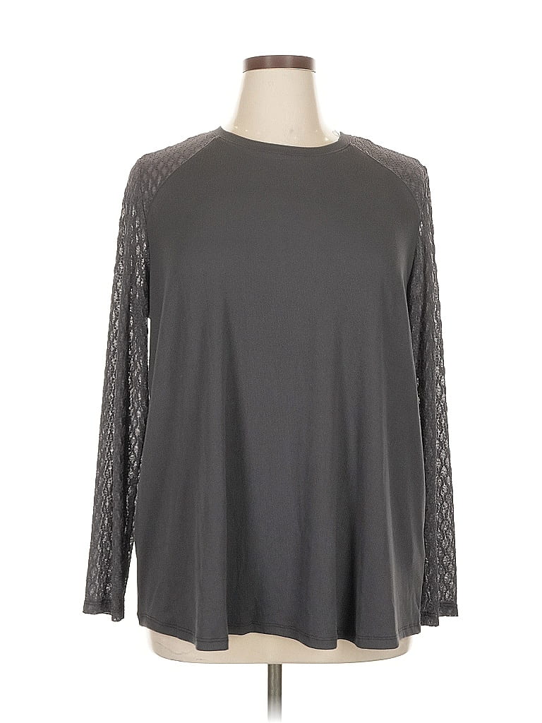 LOGO by Lori Goldstein Gray 3/4 Sleeve T-Shirt Size XL - photo 1