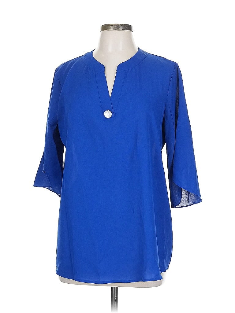 Pre-owned Assorted Brands 3/4 Sleeve Blouse In Blue