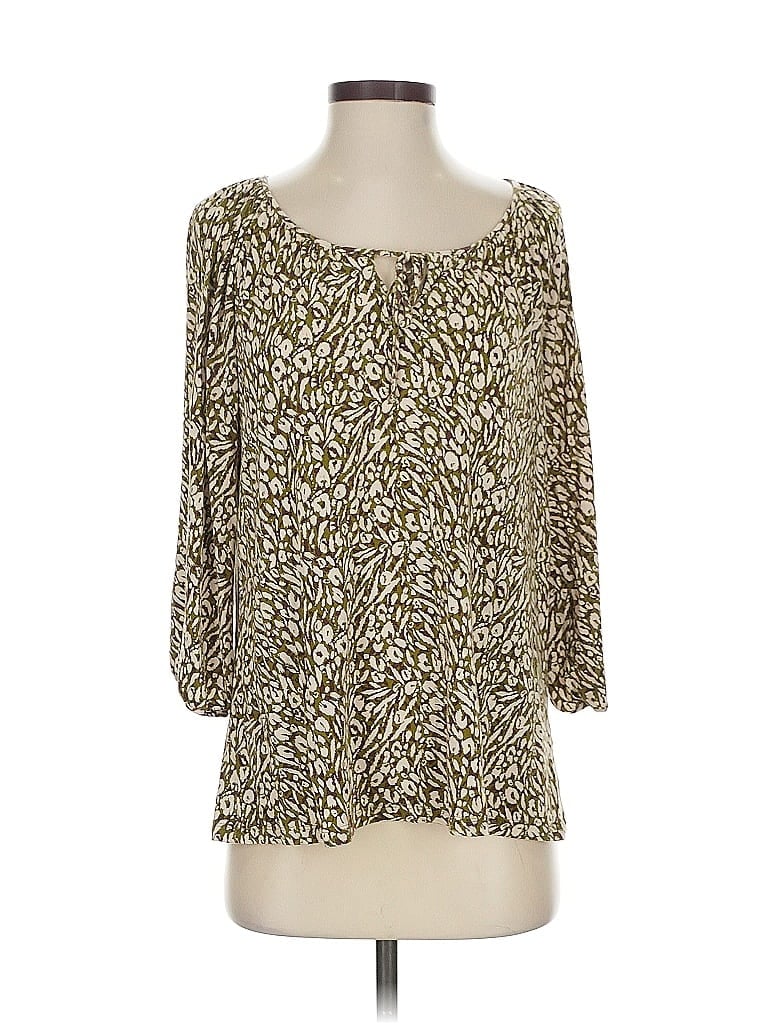 Pre-owned Garnet Hill 3/4 Sleeve Blouse In Gold